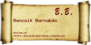 Bencsik Barnabás névjegykártya